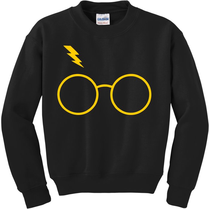 Glasses and Lightening Scar Wizard Logo Kids Sweatshirt