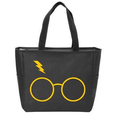 Glasses and Lightening Scar Wizard Logo Zip Tote Bag