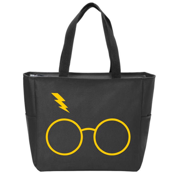 Glasses and Lightening Scar Wizard Logo Zip Tote Bag