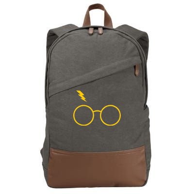 Glasses and Lightening Scar Wizard Logo Cotton Canvas Backpack