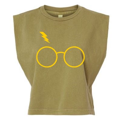 Glasses and Lightening Scar Wizard Logo Garment-Dyed Women's Muscle Tee