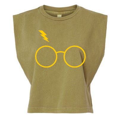 Glasses and Lightening Scar Wizard Logo Garment-Dyed Women's Muscle Tee