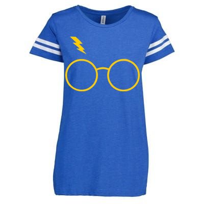 Glasses and Lightening Scar Wizard Logo Enza Ladies Jersey Football T-Shirt