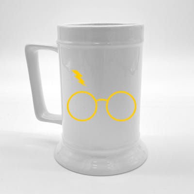 Glasses and Lightening Scar Wizard Logo Beer Stein