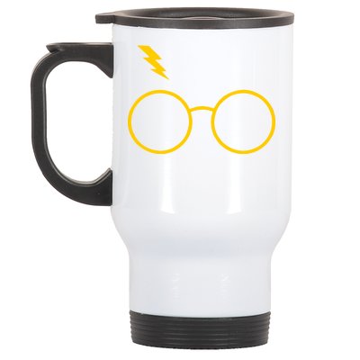 Glasses and Lightening Scar Wizard Logo Stainless Steel Travel Mug