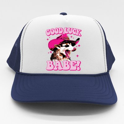 Good Luck Babe Pink Pony Club Cowgirls Western Opossum Trucker Hat