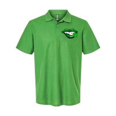 Green Lips Biting Leopard Irish Costume Happy St Patrick's Day Softstyle Adult Sport Polo