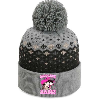 Good Luck Babe Pink Pony Club Cowgirls Western Opossum The Baniff Cuffed Pom Beanie