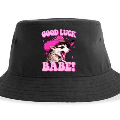 Good Luck Babe Pink Pony Club Cowgirls Western Opossum Sustainable Bucket Hat