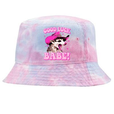 Good Luck Babe Pink Pony Club Cowgirls Western Opossum Tie-Dyed Bucket Hat