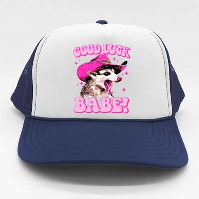 Good Luck Babe Pink Pony Club Cowgirls Western Opossum Trucker Hat