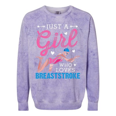 Girl Loves Breaststroke Breaststroke Swimmer Colorblast Crewneck Sweatshirt