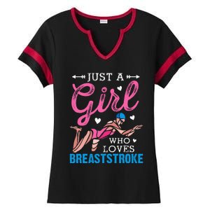 Girl Loves Breaststroke Breaststroke Swimmer Ladies Halftime Notch Neck Tee