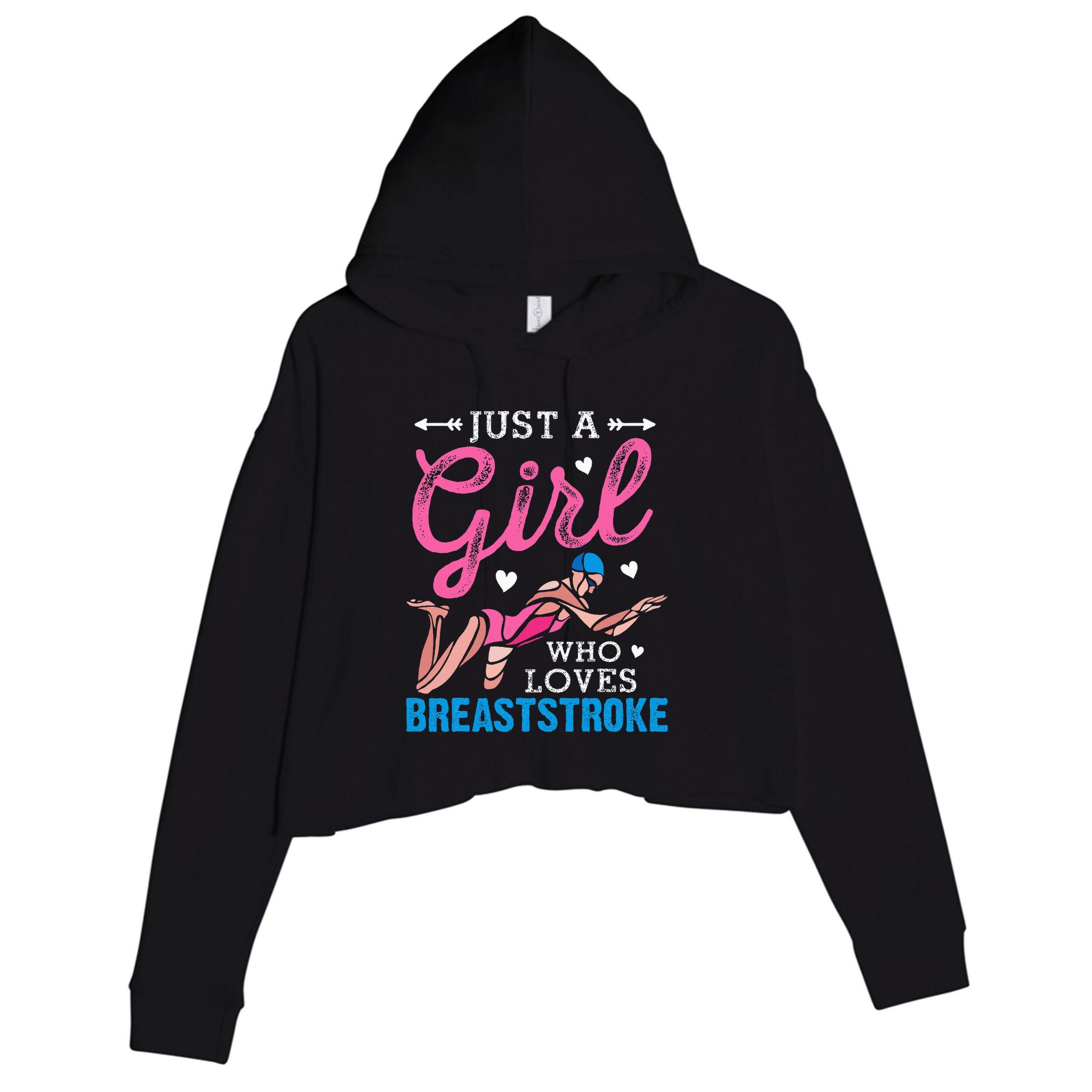 Girl Loves Breaststroke Breaststroke Swimmer Crop Fleece Hoodie