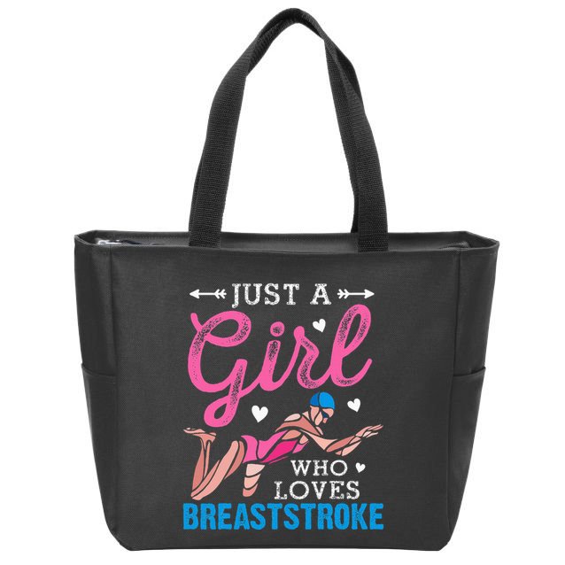 Girl Loves Breaststroke Breaststroke Swimmer Zip Tote Bag