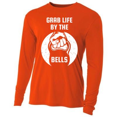 Grab Life By The Bell I Kettlebell Fitness Training Dumbbell Great Gift Cooling Performance Long Sleeve Crew