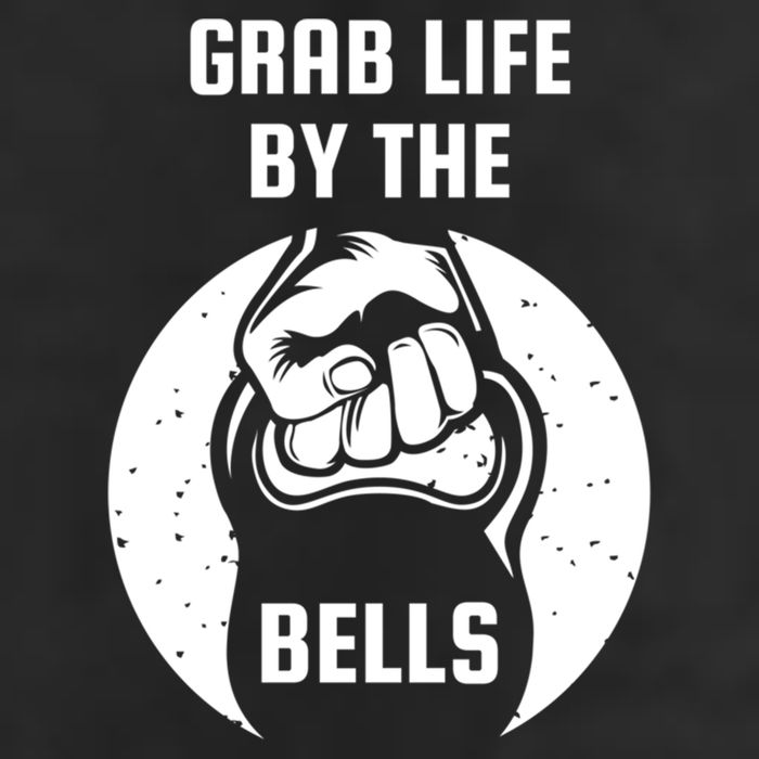 Grab Life By The Bell I Kettlebell Fitness Training Dumbbell Great Gift 7 Panel Mesh Trucker Snapback Hat