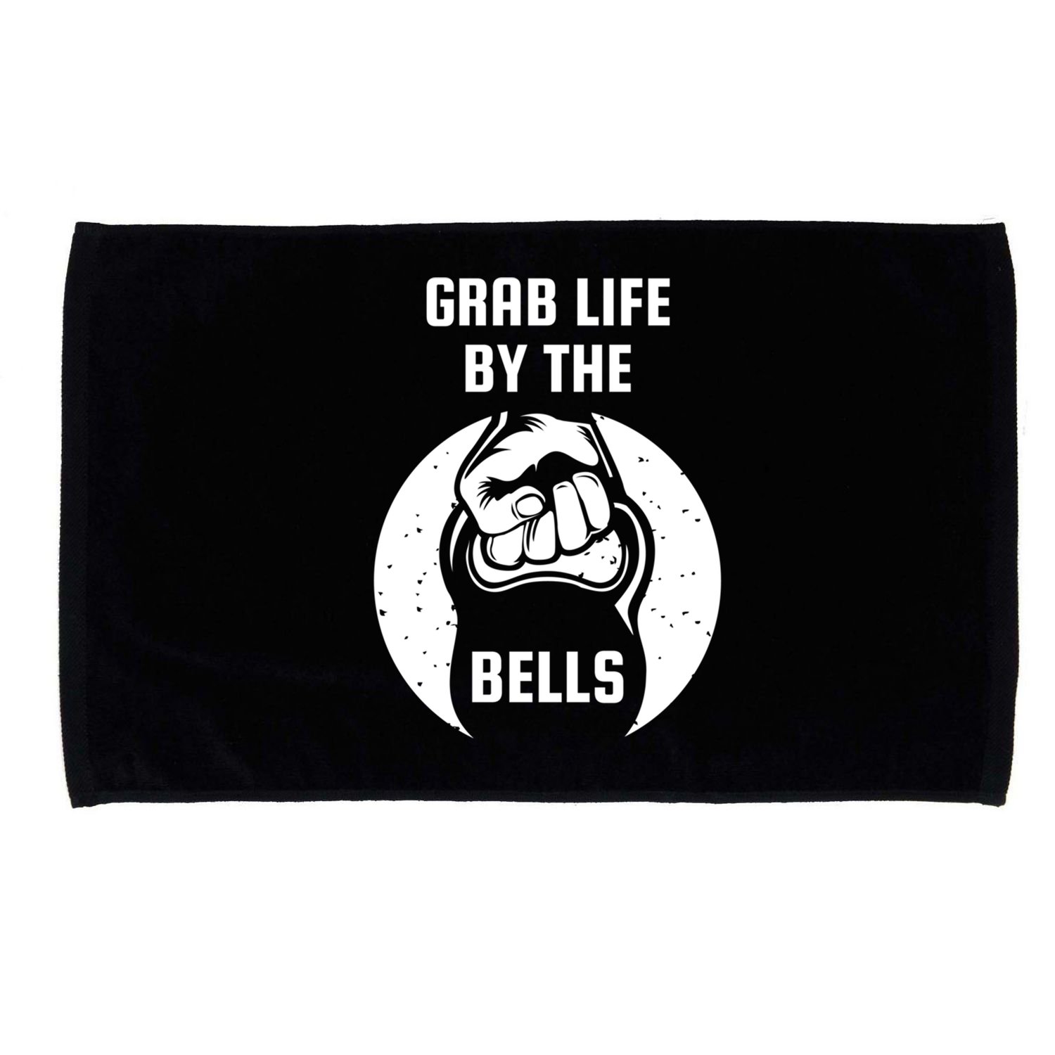 Grab Life By The Bell I Kettlebell Fitness Training Dumbbell Great Gift Microfiber Hand Towel