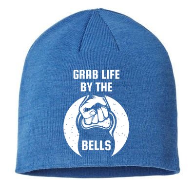 Grab Life By The Bell I Kettlebell Fitness Training Dumbbell Great Gift Sustainable Beanie