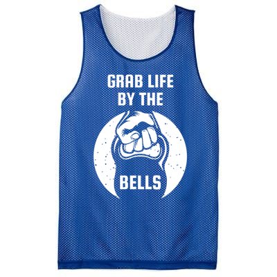 Grab Life By The Bell I Kettlebell Fitness Training Dumbbell Great Gift Mesh Reversible Basketball Jersey Tank