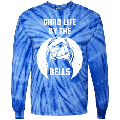 Grab Life By The Bell I Kettlebell Fitness Training Dumbbell Great Gift Tie-Dye Long Sleeve Shirt