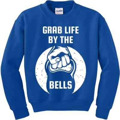 Grab Life By The Bell I Kettlebell Fitness Training Dumbbell Great Gift Kids Sweatshirt