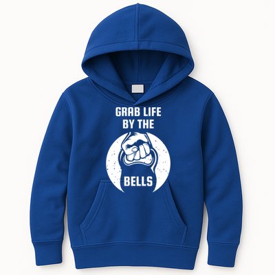 Grab Life By The Bell I Kettlebell Fitness Training Dumbbell Great Gift Kids Hoodie