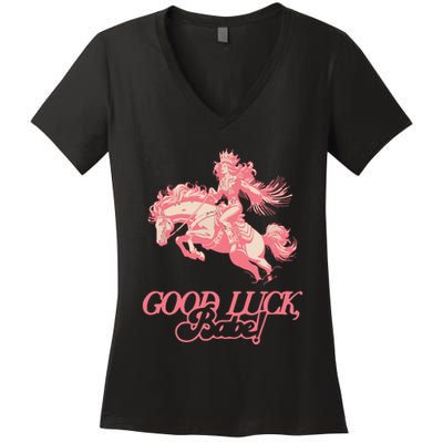 Good Luck Babe Retro 90s Birthday Gifts Women's V-Neck T-Shirt