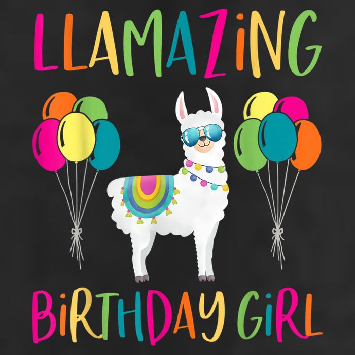 Girl Llama Birthday LLamazing Party Alpaca Balloons 7 Panel Mesh Trucker Snapback Hat