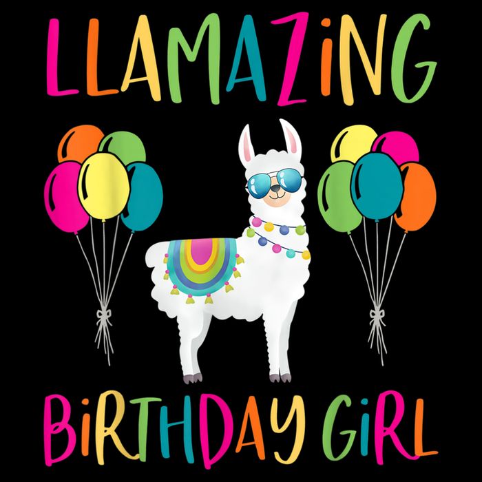 Girl Llama Birthday LLamazing Party Alpaca Balloons Cooling Performance Crew T-Shirt