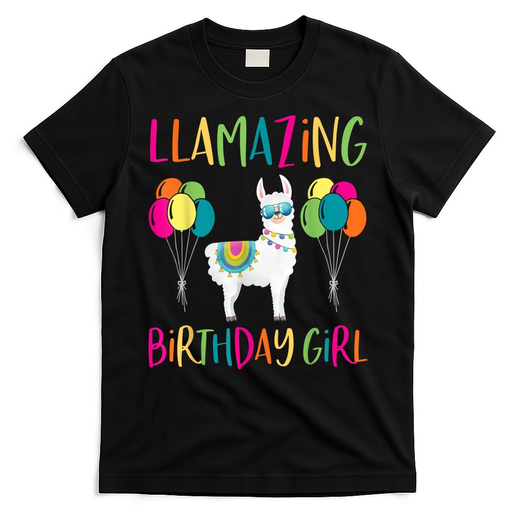 Girl Llama Birthday LLamazing Party Alpaca Balloons T-Shirt