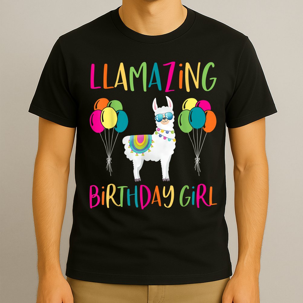 Girl Llama Birthday LLamazing Party Alpaca Balloons T-Shirt