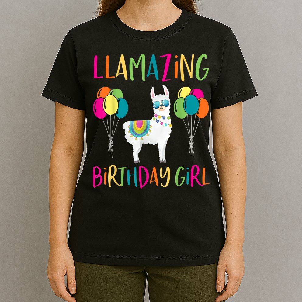 Girl Llama Birthday LLamazing Party Alpaca Balloons T-Shirt