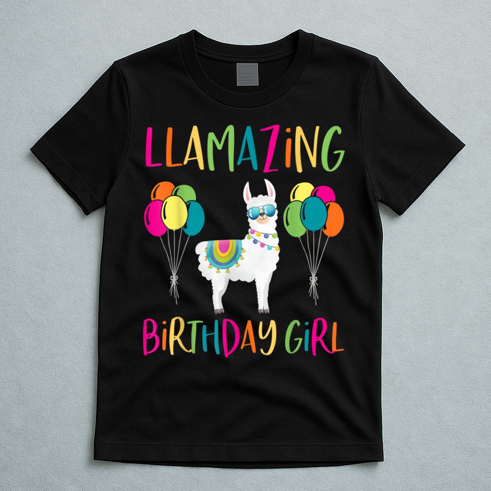 Girl Llama Birthday LLamazing Party Alpaca Balloons T-Shirt