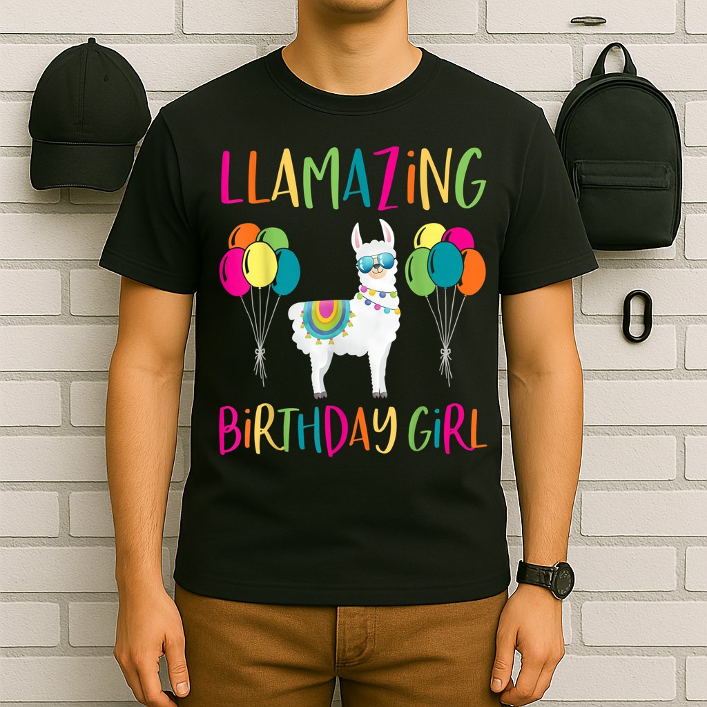 Girl Llama Birthday LLamazing Party Alpaca Balloons T-Shirt