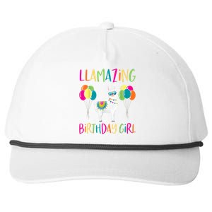 Girl Llama Birthday LLamazing Party Alpaca Balloons Snapback Five-Panel Rope Hat