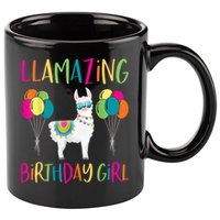 Girl Llama Birthday LLamazing Party Alpaca Balloons 11oz C Handle Ceramic Mug