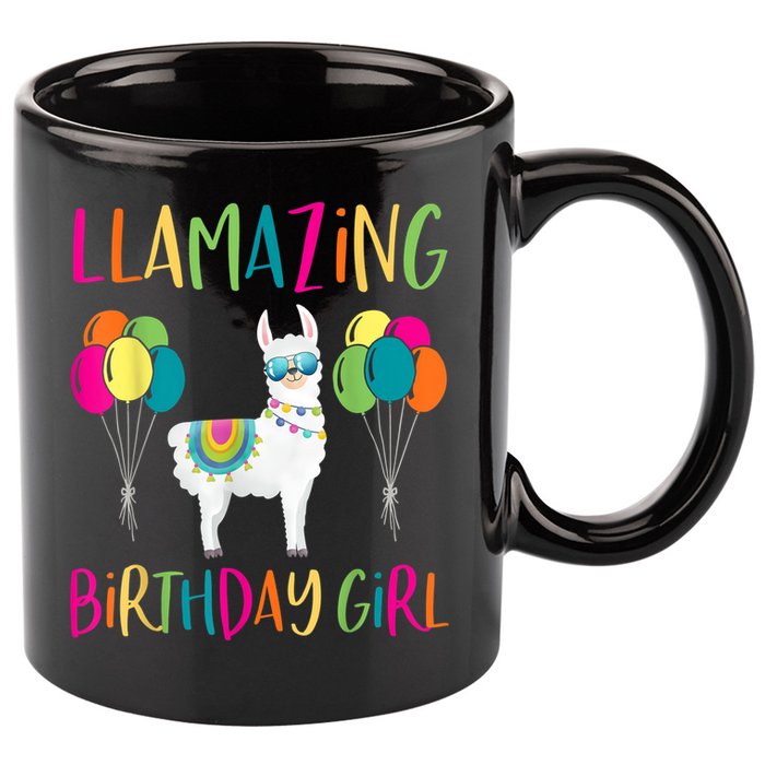 Girl Llama Birthday LLamazing Party Alpaca Balloons 11oz C Handle Ceramic Mug