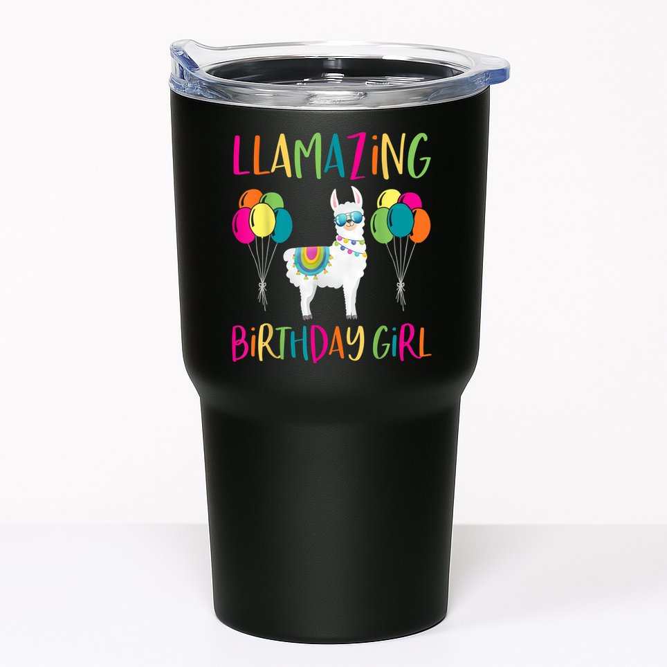 Girl Llama Birthday LLamazing Party Alpaca Balloons Tumbler
