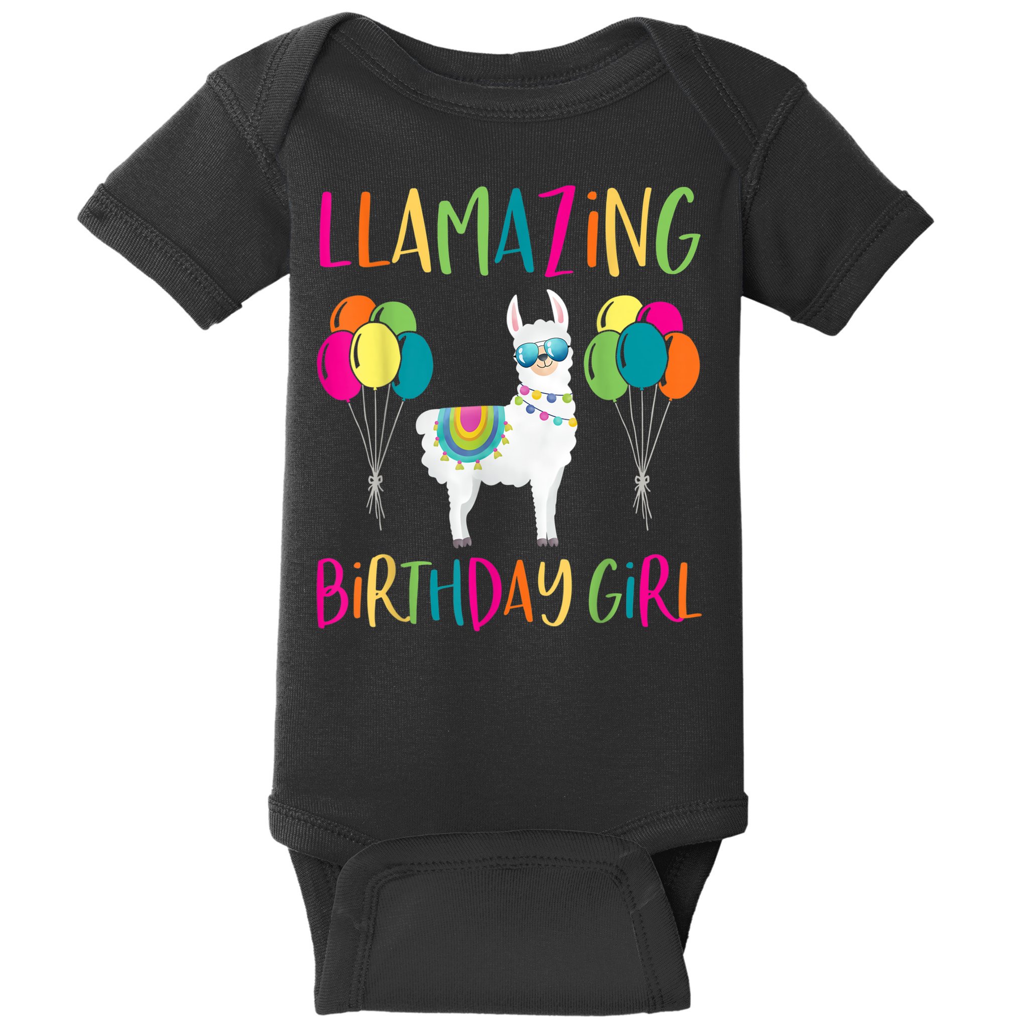 Girl Llama Birthday LLamazing Party Alpaca Balloons Baby Bodysuit