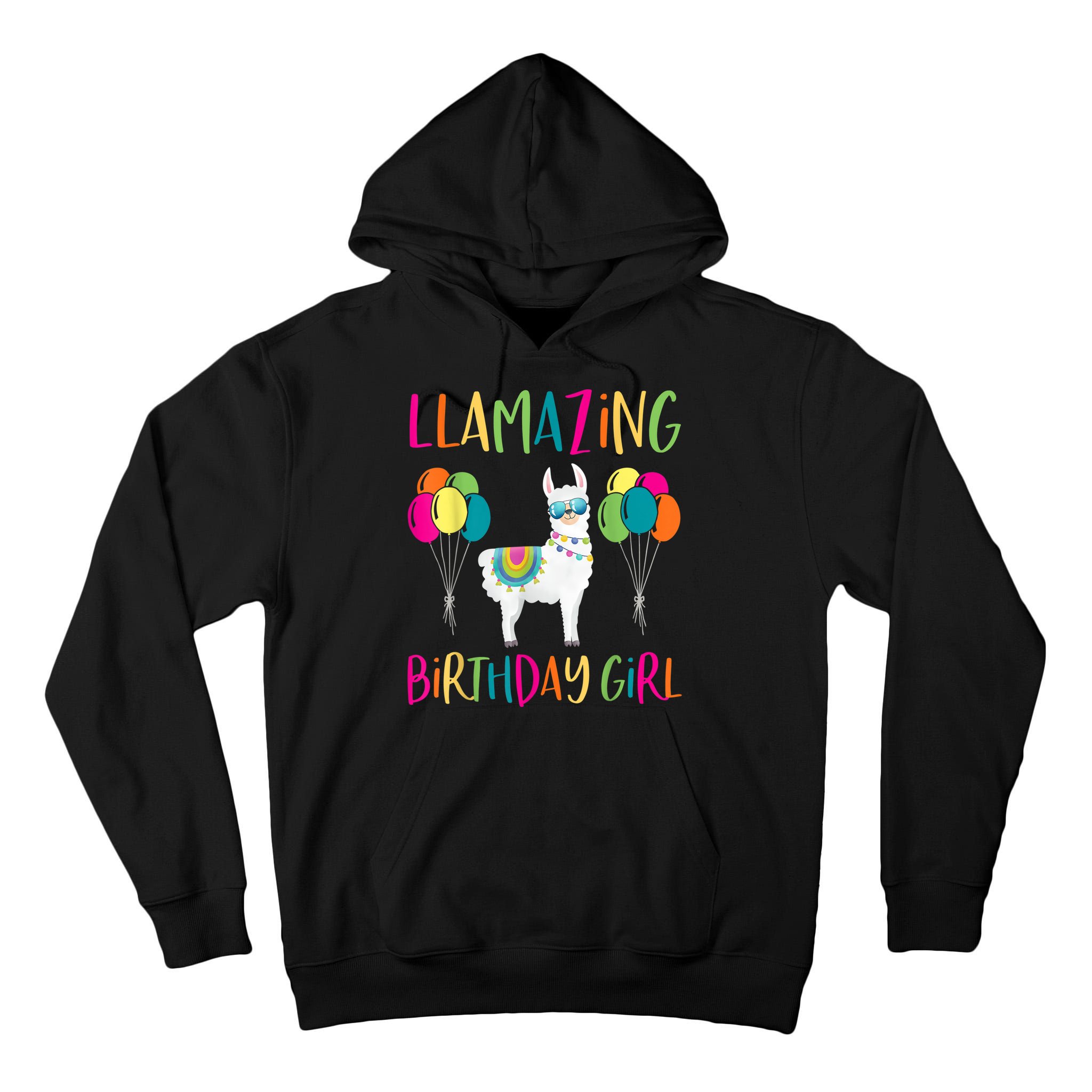 Girl Llama Birthday LLamazing Party Alpaca Balloons Tall Hoodie