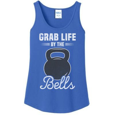 Grab Life By The Bells Gift Funny Kettlebell Swing Workout Gift Ladies Essential Tank