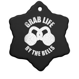 Grab Life By The Bells Gift Kettlebell Pun Gift Gym Motivational Funny Gift Ceramic Star Ornament