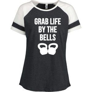 Grab Life By The Bells Kettlebells Great Gift Enza Ladies Jersey Colorblock Tee