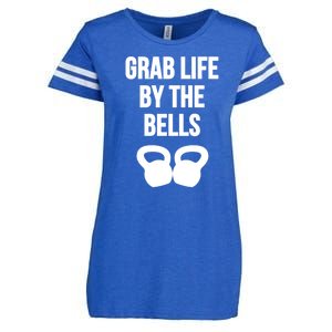 Grab Life By The Bells Kettlebells Great Gift Enza Ladies Jersey Football T-Shirt