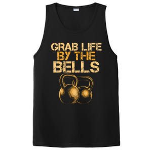 Grab Life By The Bells Kettlebells Workout Gym Bodybuilder Cool Gift PosiCharge Competitor Tank