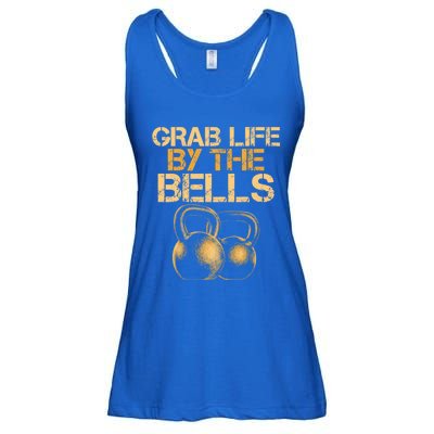 Grab Life By The Bells Kettlebells Workout Gym Bodybuilder Cool Gift Ladies Essential Flowy Tank