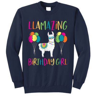 Girl Llama Birthday LLamazing Party Alpaca Balloons 1 Tall Sweatshirt