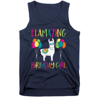 Girl Llama Birthday LLamazing Party Alpaca Balloons 1 Tank Top