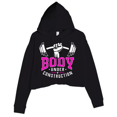 Gym Lovers Body Under Construction Workout Related Gym Rats Cute Gift Crop Fleece Hoodie